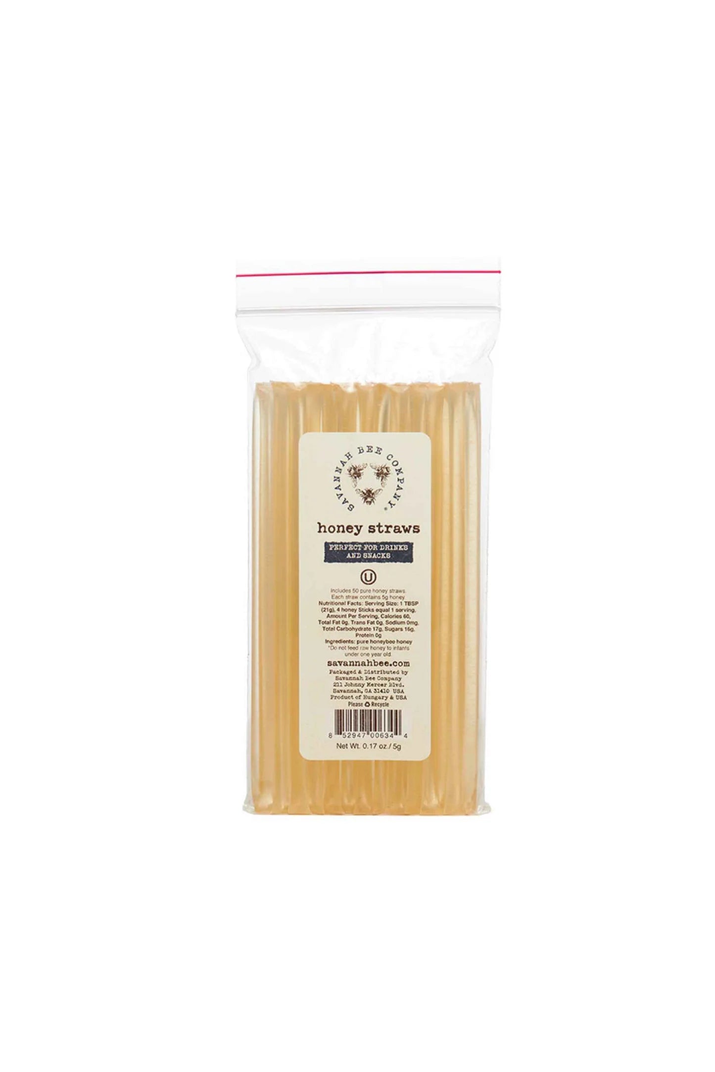 Savannah Bee Honey Straws - 12 pk Original