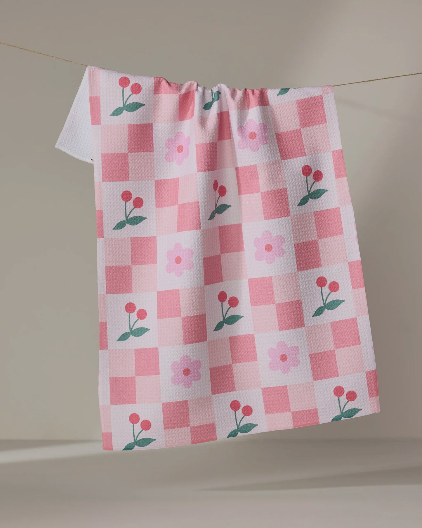 Geometry Dishtowel Floral and Cherries