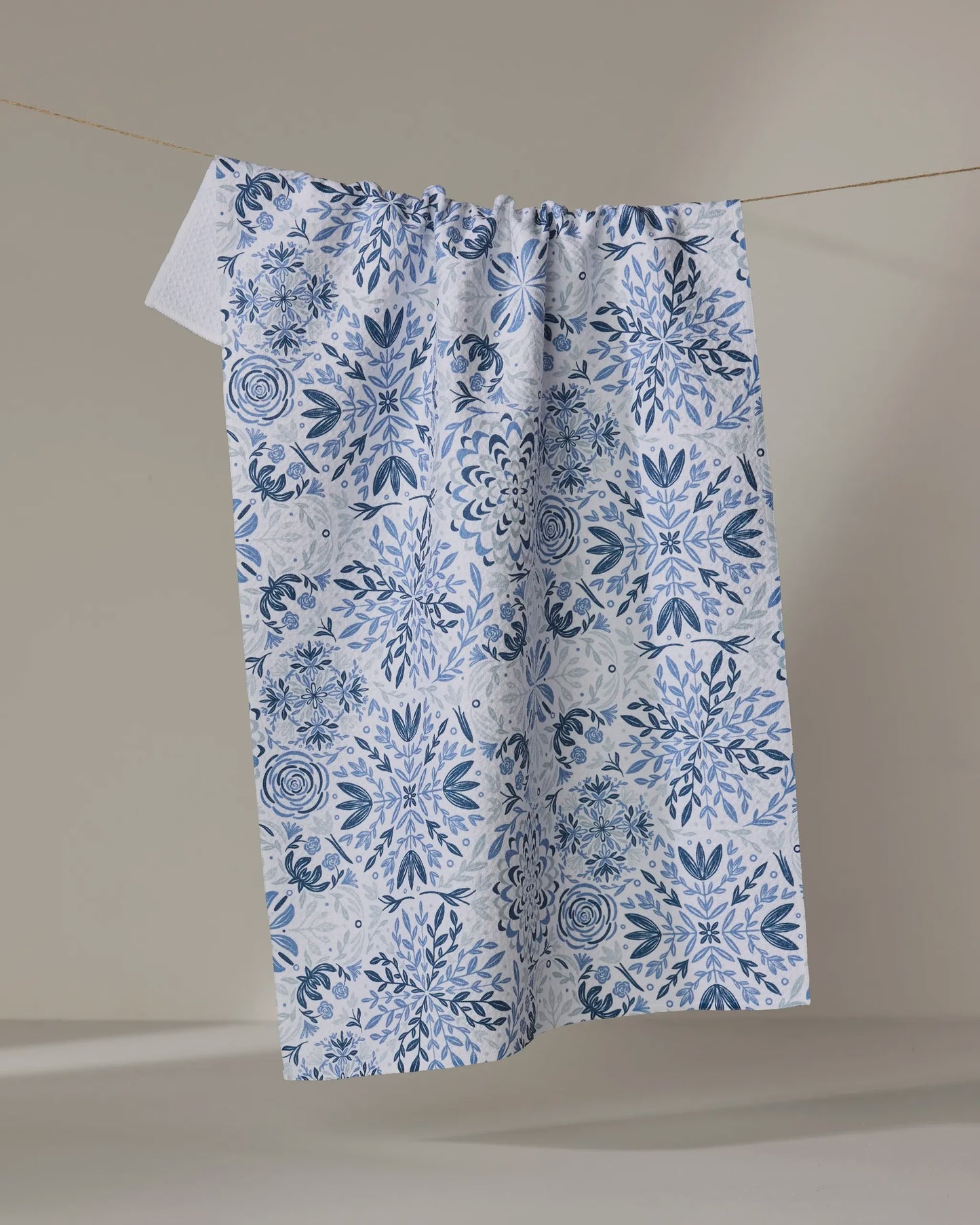 Geometry Dishtowel Floral Medallions
