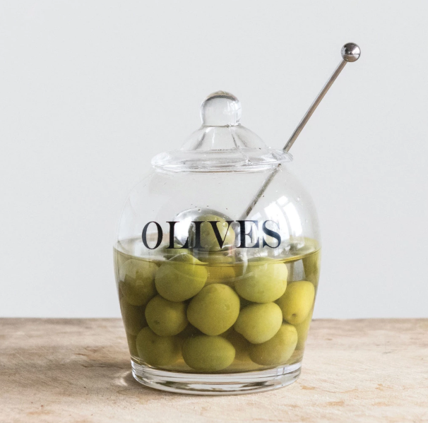 Olive Jar w/lid & Spoon