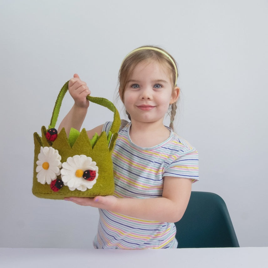 Ladybugs & Dasisies Felt Basket