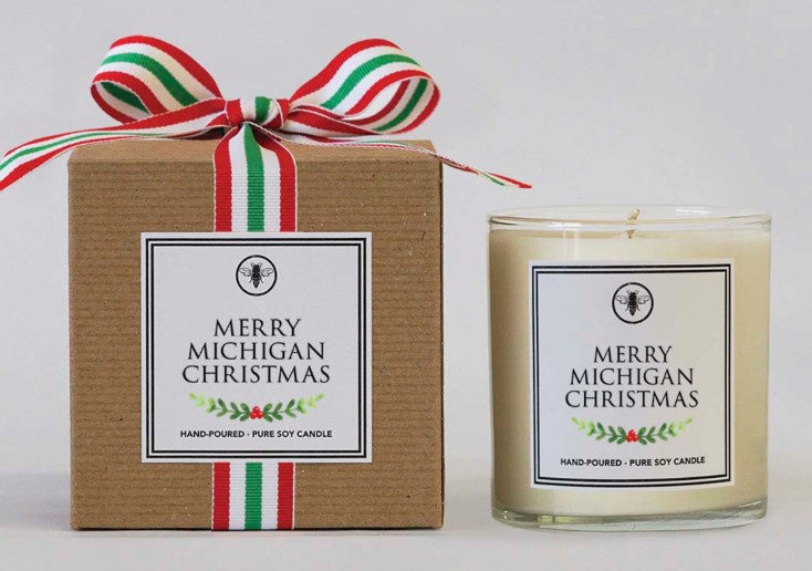 Merry Michigan Christmas Candle