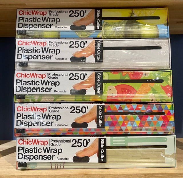 ChicWrap Lemon Plastic Wrap Dispenser with 12 x 250' Roll of Professional  Plastic Wrap - Reusable Dispenser with Slide Cutter