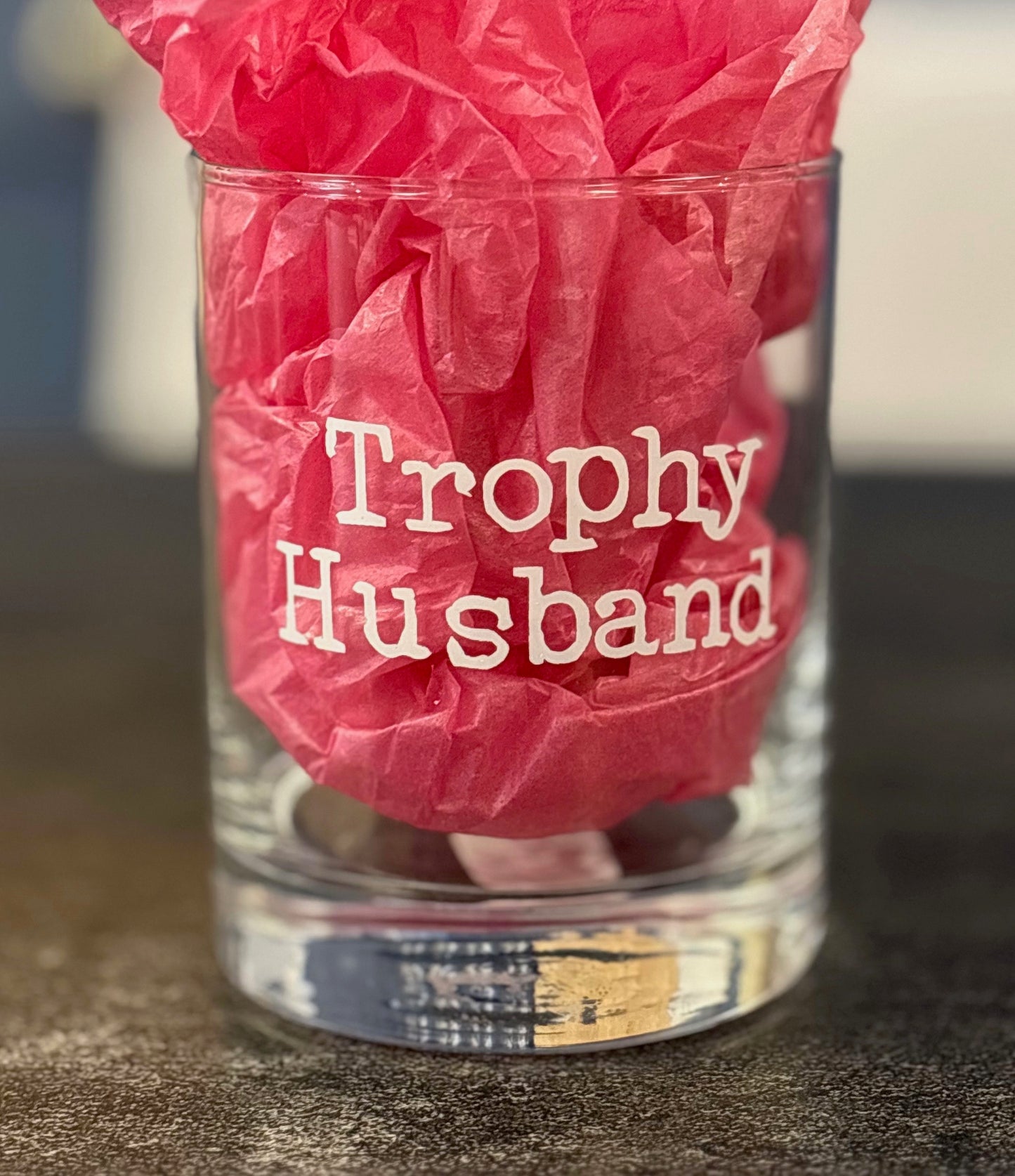 Trophy Husband Rocks Glass