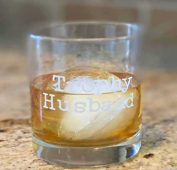 Trophy Husband Rocks Glass