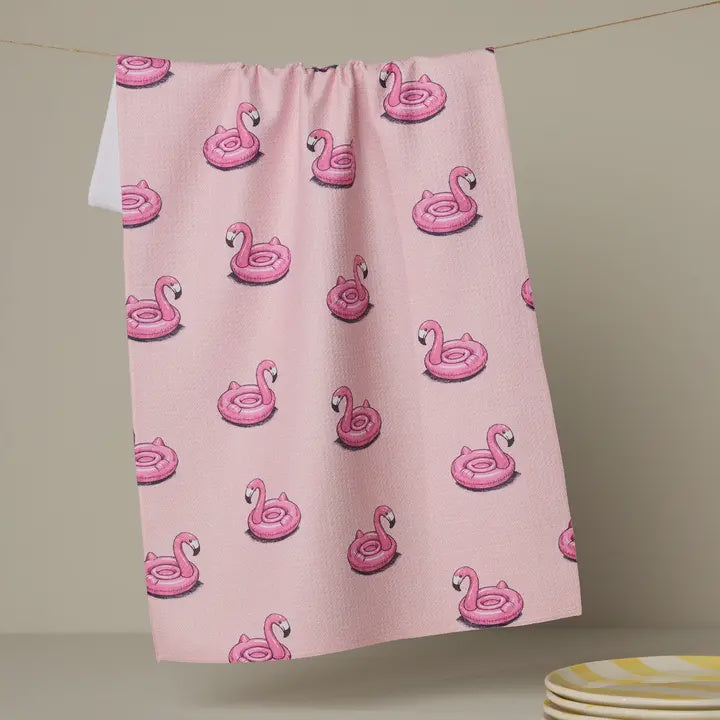 Geometry Dishtowel Flamingo Floatie