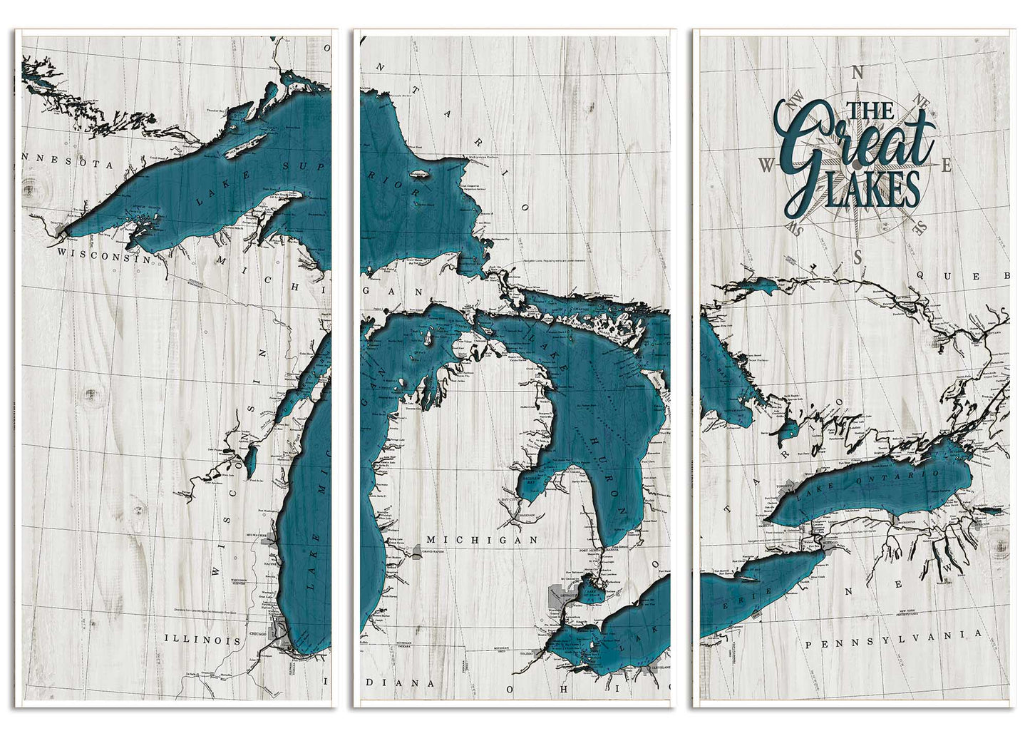 Great Lakes Triptyche White Frame