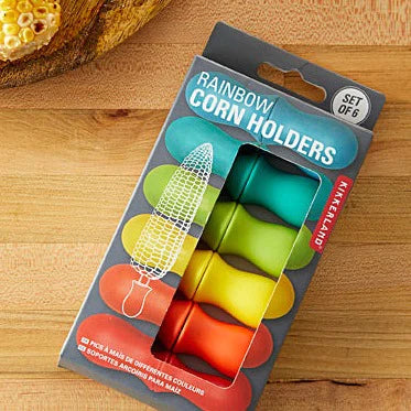 Corn Holders - Rainbow Colored, set of 6