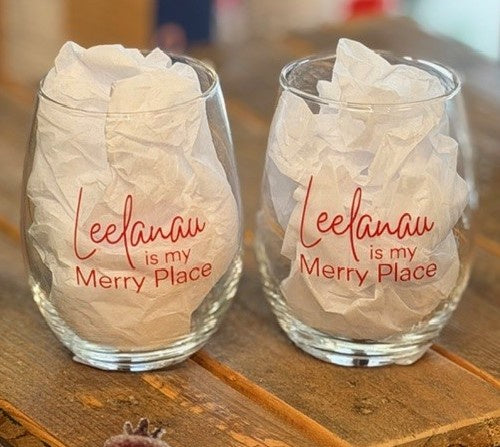 Leelanau is My Merry Place Stemless Wine Glass