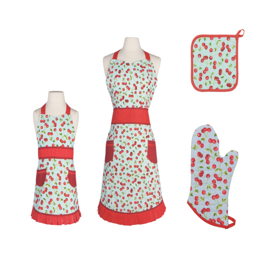 Cherry Aprons and Hot Pad - Kitchen Collection